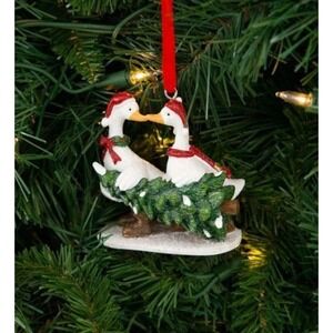Cracker Barrel White Geese Pulling Christmas Tree Christmas Ornament NEW 2026